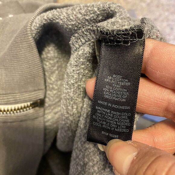 VINTAGE Y2K Express Gray Fleece Hoodie FULLZIP Jacket SMALL Unisex Outdoor Logo - Picture 5 of 11